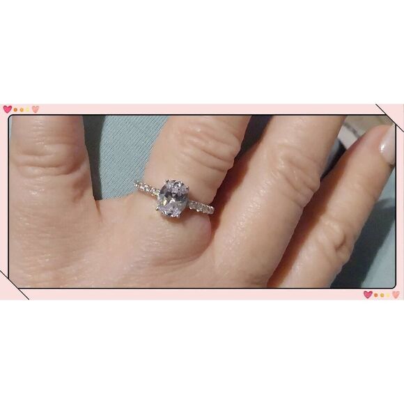 1.67 Ct. Oval/Round Pave Genuine Diamond Simulant Engagement/Bridal Ring Sz 8 - Picture 4 of 4